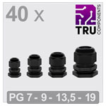 TRU COMPONENTS TC-13448344 Cable gland Polyamide Black 40 pcs