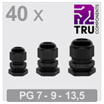 TRU COMPONENTS TC-13448352 Cable gland Polyamide Black 40 pcs