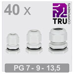 TRU COMPONENTS TC-13448364 Cable gland Grey Polyamide 40 pcs PG7 PG9 PG13