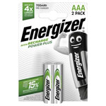 Energizer E300626500 Power Plus HR03 AAA Battery Rechargeable NiMH 700 mAh 2pc