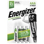 Energizer E301375700 Universal HR03 AAA Battery Rechargeable NiMH 500 mAh 4pc