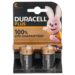 Duracell Plus MN1400B2 C Alkaline Batteries - Pack of 2