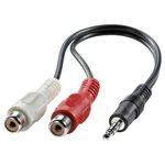 Value 11.99.4340 Jack Cable Black Shielded 0.20 m Audio 3.5 mm to 2x RCA