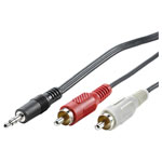 Value 11.99.4341 Audio Cable Black Shielded 1.50 m 3.5 mm Jack to 2x RCA Plugs