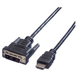 Value 11.99.5519 DVI HDMI Cable 18+1-pin Black 1m Shielded