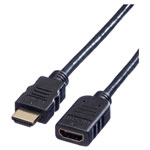 Value 11.99.5574 HDMI Cable Extension 1m Black 4K UHD Shielded HDMI-A Plug