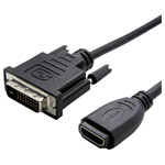 Value 12.99.3116 Adapter cable DVI-D 24+1-pin plug HDMI-A socket Black 0.15 m