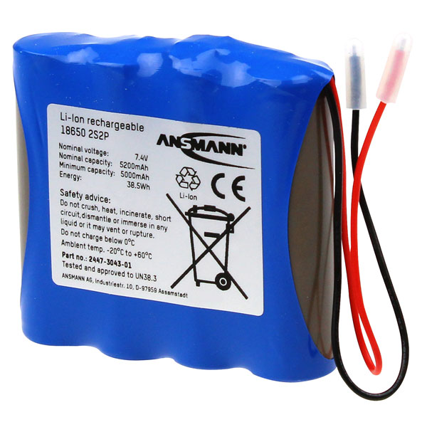 Ansmann 2447-3043-02 Battery Pack Li-ion 2S2P 7.4V 5.2Ah Inline