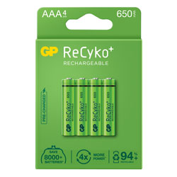 GP GPRHCH63E018 GP ReCyko 650mAh AAA card of 4