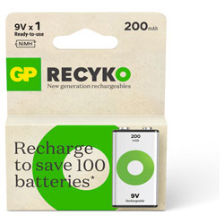 GP GPRHV208R088 GP Recyko NiMH 200mAh 9V 1's paper box