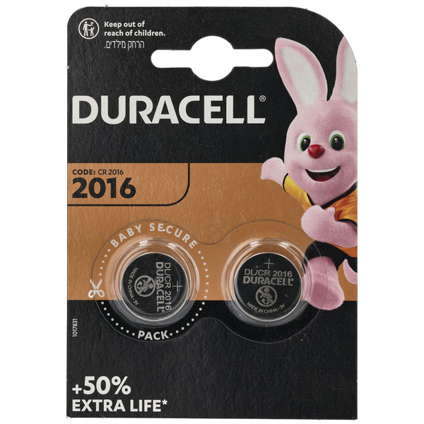 Duracell 5000394203884 DL2016B2 Lithium Coin Cell Battery (Pack of 2)