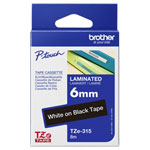 Brother TZE315 1368931 Label Tape Black on White 6mm Laminated Durable