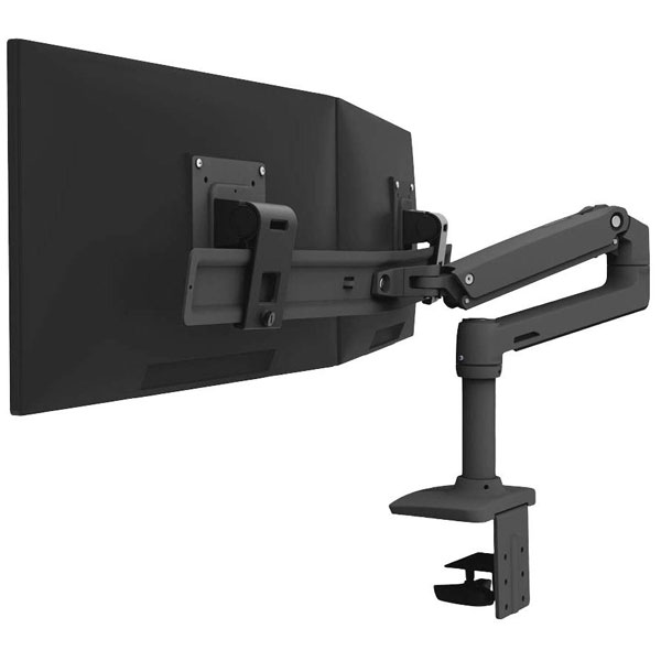 Ergotron 45-489-224 LX Dual Arm Desk Mount Black Adjustable 15"-25...