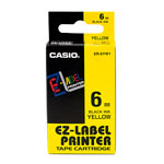 Casio XR-6YW1-W-DJ 6mm Black on Yellow Tape