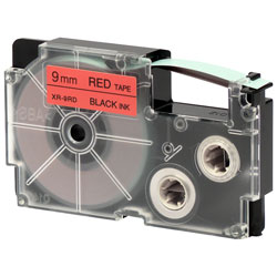 Casio XR-9RD1-W-DJ 9mm Black On Red Printer Tape