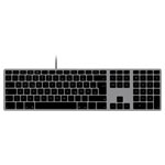 Matias FK318B-DE Wired Aluminium Keyboard German QWERTZ Mac Spaceship grey