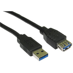 RVFM USB3-822 USB 3.0 A Male - Female Black Cable 2m