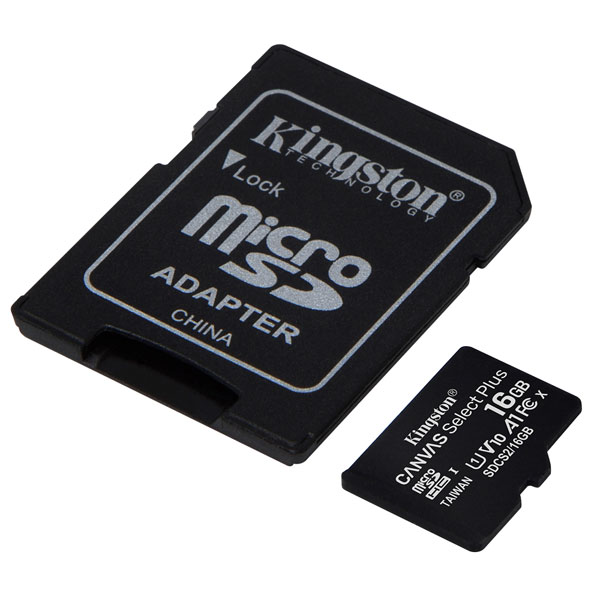 Kingston SDCS2/16GB Canvas Select Plus microSD Card With Adaptor 16GB ...