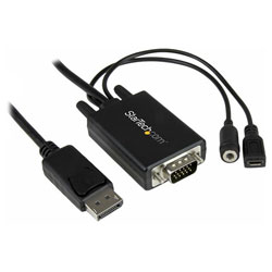 StarTech.com DP2VGAAMM2M DisplayPort To VGA Adapter Cable With Audio - 6ft (2m)