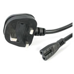 StarTech PXTNB2SUK1M 1m Laptop Power Cable UK BS-1363 to C7 Figure of 8
