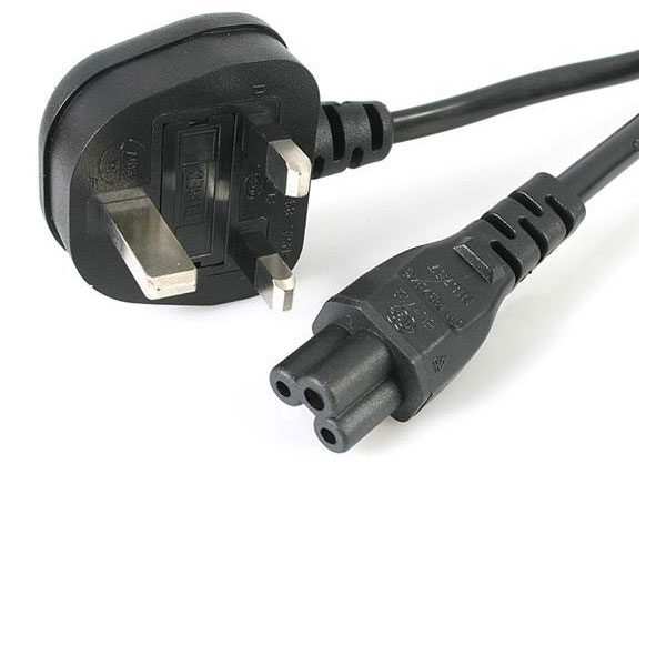 StarTech PXTNB3SUK2M 2m Laptop Power Cable UK BS-1363 to C5 Cloverleaf