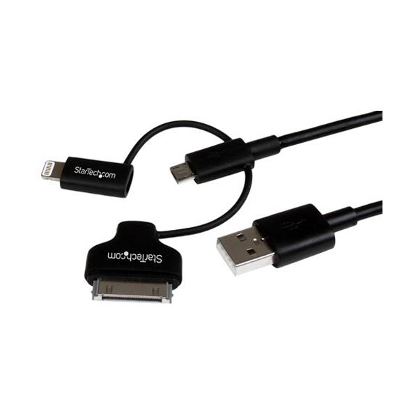 StarTech LTADUB1MB Lightning Or 30-Pin Dock Or Micro-USB To USB Ca...