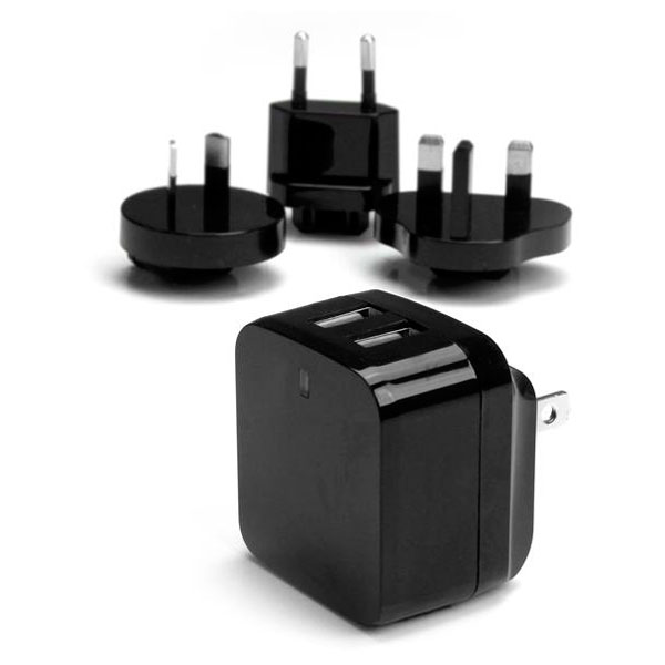 StarTech USB2PACBK 5V 3.4A Dual USB USA/UK/EU/AU Wall Charger Black