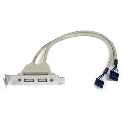 StarTech.com USBPLATELP 2 Port USB A Female Low Profile Slot Plate Adapter