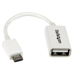 StarTech.com UUSBOTGW 5in White Micro USB To USB OTG Host Adapter M/F