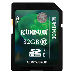 Kingston SD10V/32GB 32GB SDHC Class 10 Flash Card