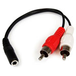 StarTech MUFMRCA 150mm Stereo Audio Cable - 3.5mm Female To 2x RCA Male