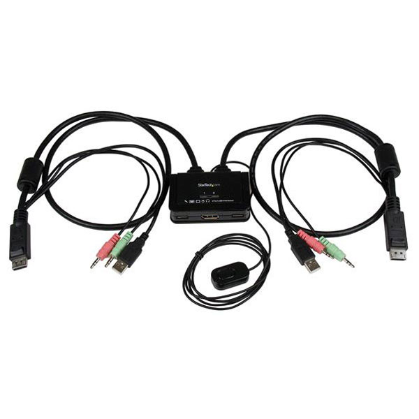 Startech.com Sv211dpua 2 Port Displayport Cable Kvm With Usb & Audio 