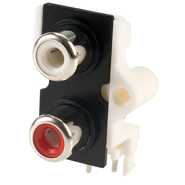 Image of RVFM Red and White Nickel Twin Phono Socket