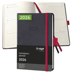 Sigel C2609 Conceptum Week planner 2026 Hardcover A6 Black Red 176 pages