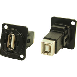 Cliff CP30209N XLR Feedthrough USB 2.0 A to USB 2.0 B Ni Plated CSK Hole