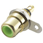 TruComponents 202611 RCA connector Socket, Vertical,Pins:2 Green