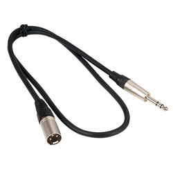 Livewire BROAD163MLU1BK Male XLR to Stereo Jack Plug Microphone Lead Black 1m