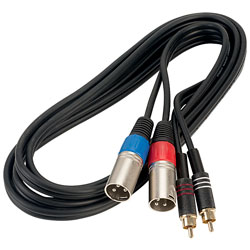 Livewire BSGP370LU3 2x Male XLR to 2x Phono Plug Insert Lead Black 3m