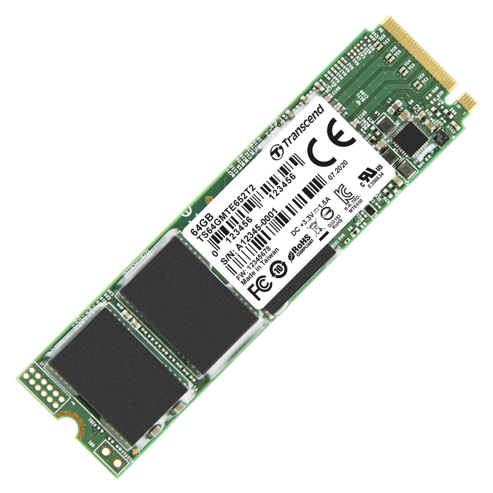 Pcle4 Memory Transcend TS64GMTE652T2 Memory Storage 64GB NVMe PCIe Gen3 x4 3D NAND ...