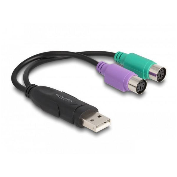 Delock 61051 USB 2.0 Adapter [1x USB 2.0 connector A - 2x PS/2 soc...