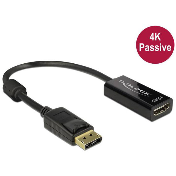 Delock 62609 DisplayPort 1.2 to HDMI Adapter 4K 30Hz Passive 20 cm...