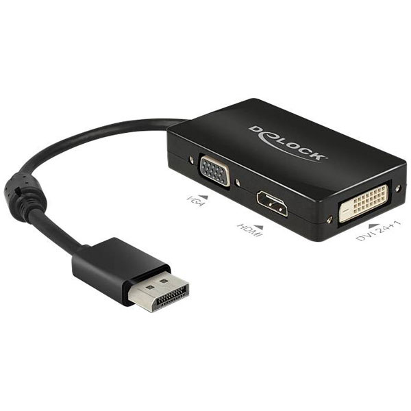 Delock 62656 DisplayPort to VGA / HDMI / DVI Adapter 1080p Passive...