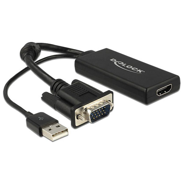 Delock 62668 VGA / HDMI Adapter [1x VGA plug - 1x HDMI socket] Bla...