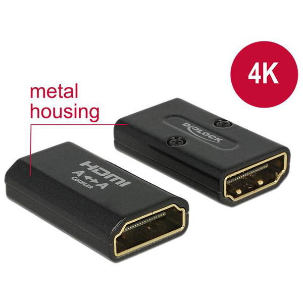 Delock 65659 HDMI Adapter [1x HDMI socket - 1x HDMI socket] Black