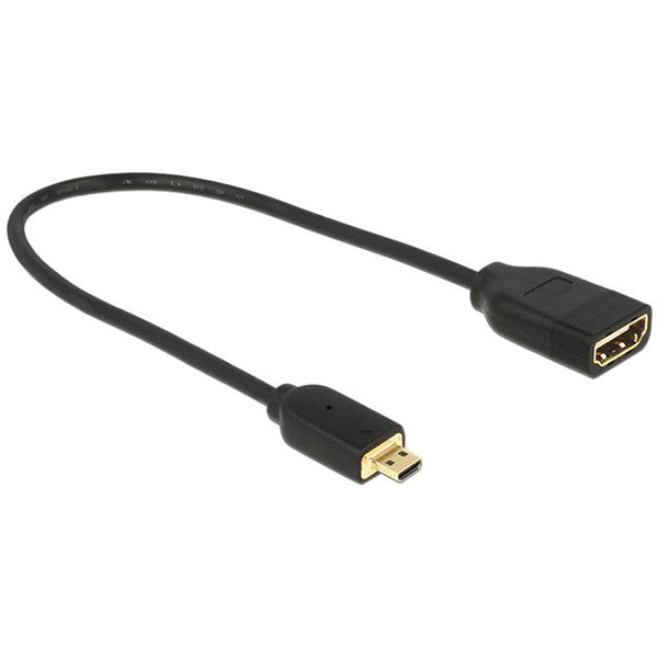 Delock 65687 HDMI-A Female to Micro-D Male Cable 0.2m 4K 60Hz High...