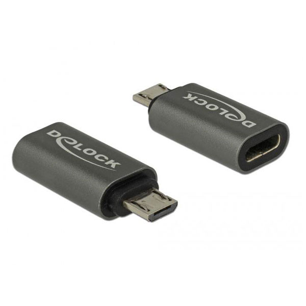 Delock 65927 Adapter USB 2.0 Micro-B Male to USB-C Female Anthracite