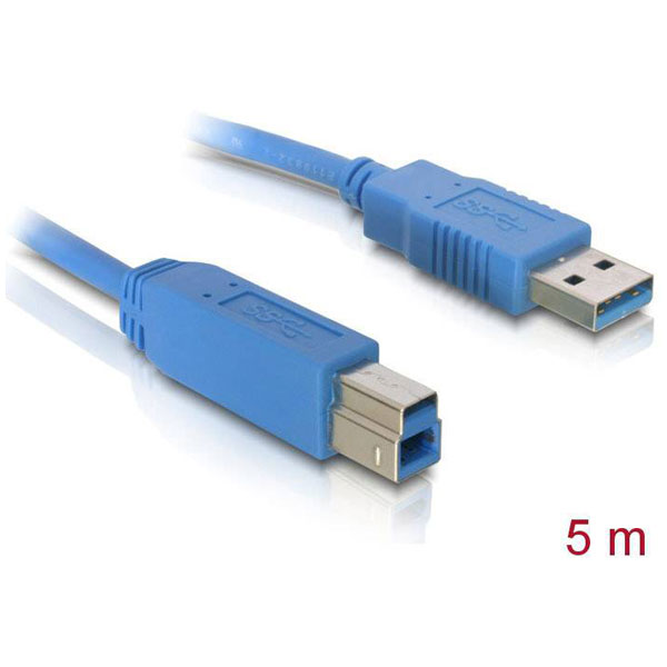 Delock 82582 USB 3.2 Gen 1 Cable USB-A to USB-B 5m Blue Gold-plated