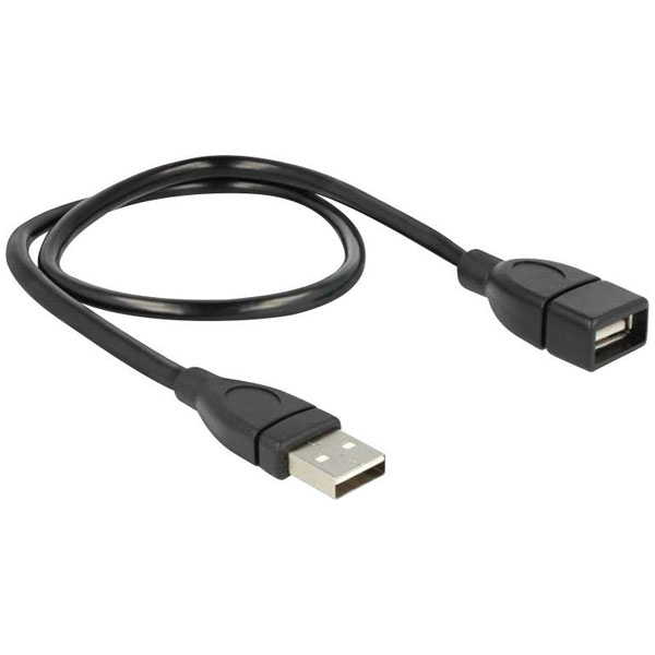 Delock 83499 USB 2.0 A Plug to A Socket 0.5m Flexible Gooseneck Ca...