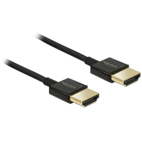 Delock 84773 High Speed HDMI Cable with Ethernet 4K 60Hz Slim Trip...