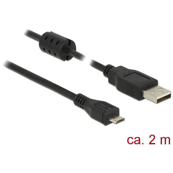 Delock 84903 USB 2.0 Type-A to Micro-B Cable 2m with Ferrite Core ...